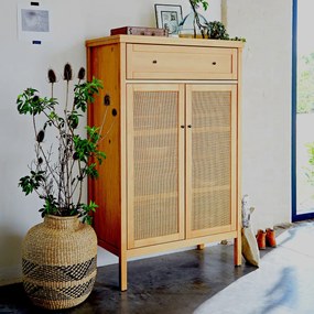 Buffetkast in massief dennenhout en vlechtwerk, Gabin