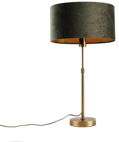 Tafellamp brons met ovale velours kap groen 35cm - Parte Modern, Klassiek / Antiek E27 Binnenverlichting Lamp