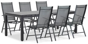 Tuinset 6 personen 220 cm Aluminium/textileen Grijs Domani Furniture Carino/Concept