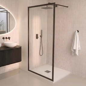 Saniclear Block douchewand mat zwart 90x200cm anti-kalk 8mm