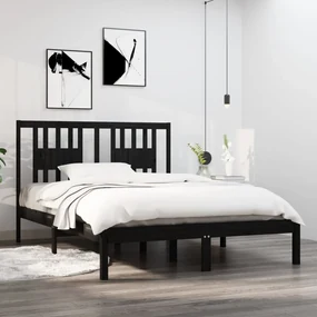 vidaXL Bedframe massief grenenhout zwart 120x200 cm