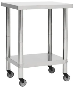 vidaXL Keukenwerktafel met wielen 80x30x85 cm roestvrij staal