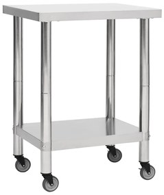 vidaXL Keukenwerktafel met wielen 80x30x85 cm roestvrij staal