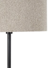 Vloerlamp zwart met boucle kap taupe 50 cm - Simplo Modern, Design E27 rond Binnenverlichting Lamp