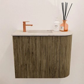 Mondiaz Joya DLux 50cm toiletmeubel ronding rechts dusk met wastafel faye links 1 kraangat frappe