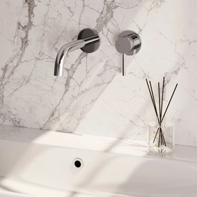 Brauer Stripe inbouw wastafelkraan ColdStart met gebogen uitloop en rozetten model A1 chroom