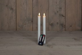 Anna's Collection - Led dinerkaars - wit - H 23cm - set van 2 stuks - met afstandsbediening