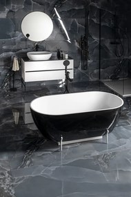 Polysan Reduta vrijstaand bad zwart/wit mineraalmarmer 170x80x46cm