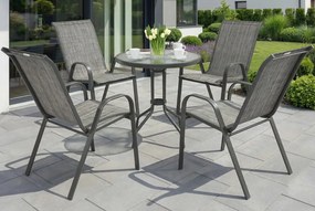 Metalen tuinmeubelen Modena voor 4 personen met een kleine grijze tafel van Garden Point