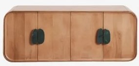 Dubbel Zwevend Badkamermeubelset 130x45 Cm Van Mangohout En Natuurlijke Kivalina-steen Udaipur Groen Marmer - Mangohout & Without Sink & Spiegelloze -