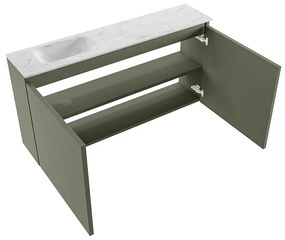 Mondiaz Ture DLux toiletmeubel 100cm army met wastafel opalo links zonder kraangat