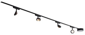 LED Modern railsysteem met 4 Spot / Opbouwspot / Plafondspots zwart 1-fase - Magnetic Lance Modern Binnenverlichting Lamp