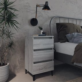 vidaXL Nachtkastje met metalen poten 40x35x69 cm grijs sonoma eiken