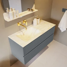 Mondiaz Vica DLux badmeubel 110cm plata 2 lades met wastafel ostra links zonder kraangat