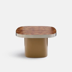 Salontafel, blad van gefineerd iepenwortelhout, diameter 65 cm, PAULIS