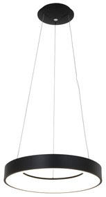 Design hanglamp zwart incl. LED dimbaar - Ringlede Design rond Binnenverlichting Lamp