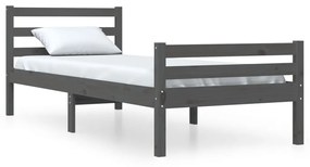 vidaXL Bedframe massief hout grijs 90x190 cm 3FT Single