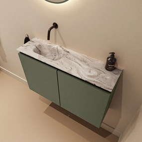 Mondiaz Ture DLux toiletmeubel 80cm army met wastafel glace links zonder kraangat