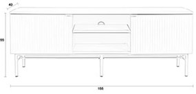 Beige Tv-meubel Met Ribbels - 155x40x55cm.