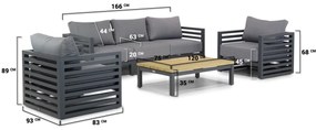 Stoel en Bank Loungeset 5 personen Aluminium Grijs  Santika Furniture Santika Jaya