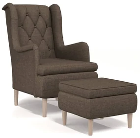 vidaXL Fauteuil met voetenbank stof taupe