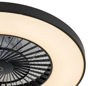 LED Smart Plafondventilator met lamp zwart met ster effect dimbaar - Climo Modern rond Binnenverlichting Lamp