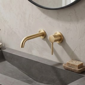 Saniclear Brass inbouw wastafelkraan geborsteld messing / mat goud
