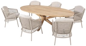 4 Seasons Outdoor Puccini dining set met Prado tafel ovaal blad 240 cm      beige weerbestendig