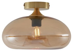 Art Deco plafondlamp messing met amber glas - Busa