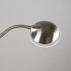 Moderne vloerlamp staal met leeslamp incl. LED - Eva