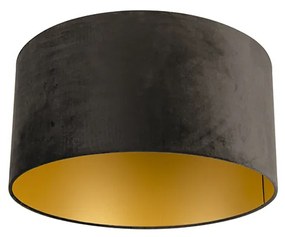 Velours lampenkap zwart 50/50/25 met gouden binnenkant