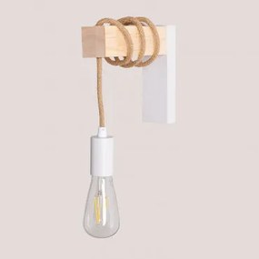 Tina Stalen Wandlamp Wit – Natuurlijk Hout - Sklum