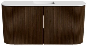 Mondiaz Joya 85cm toiletmeubel ronding links/rechts walnut met wastafel faye midden 1 kraangat talc