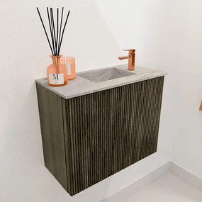 Mondiaz Joya DLux 50cm toiletmeubel shadow met wastafel faye rechts 1 kraangat glace