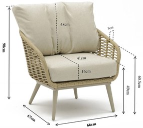 Stoel en Bank Loungeset 5 personen Aluminium/rope Grijs  Coco Vinci/Ronda