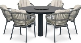 Tuinset Ronde Tuintafel 6 personen 150 cm Rope Grijs  De Laan Projects