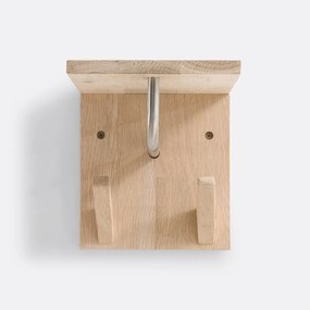 Kapstok/etagère met 2 haakjes SLOFIA, in bleek eik