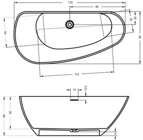 Riho Granada vrijstaand bad solid surface 170x80cm rechts wit mat