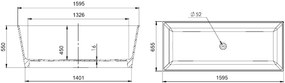 Gelco Kvadrie rechthoekig vrijstaand bad wit glans mineraalmarmer 160x65cm