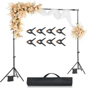 VEVOR Achtergrondstandaard Verstelbare Foto Achtergrondstandaard (Achtergronddoek: 213 x 300 cm), Draagbare Achtergrondstandaard met Stokken, Schermstandaard voor Productfotografie Studiofotografie