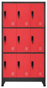 vidaXL Lockerkast 90x45x180 cm staal antracietkleurig en rood