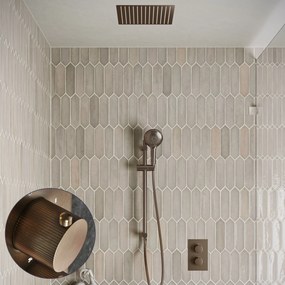Saniclear Cube Stripes inbouw regendouche met inbouw douchekop 30x30cm, glijstang en 2 standen handdouche verouderd messing