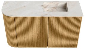 Mondiaz Joya DLux 70cm toiletmeubel ronding links oak met wastafel faye rechts zonder kraangat frappe