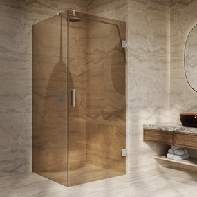 Saniclear Modern Exclusive brons glas douchecabine 80x90cm met 90cm deur anti-kalk RVS