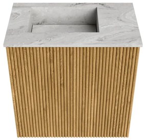 Mondiaz Joya DLux 40cm toiletmeubel oak met wastafel faye links 1 kraangat glace
