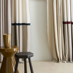 Gordijn met verdekte lussen linnen/fluweel, Onega x Velvet