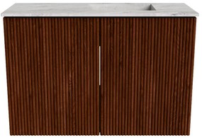 Mondiaz Joya DLux 60cm toiletmeubel ruby met wastafel faye rechts zonder kraangat glace