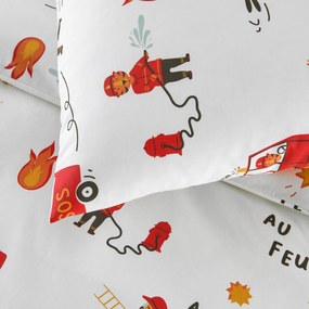 Kussensloop voor kinderen, 30% gerecycled katoen, brandweeropdruk, BRANDWEERMAN SAM