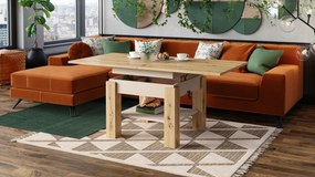 CLEO ARTISAN EIK / BEIGE, UITSCHUIFBARE SALONTAFEL