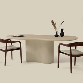 Organische Eettafel Beige Betonlook 225 Cm - 200 X 110cm.